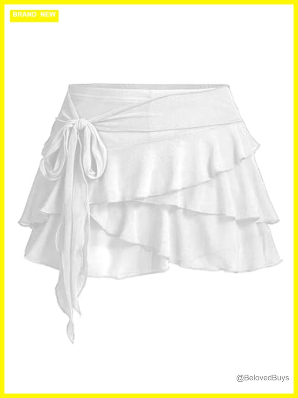 Y2K Mini Ruffle Skirt Mesh Flowy Pleated Skort with Shorts